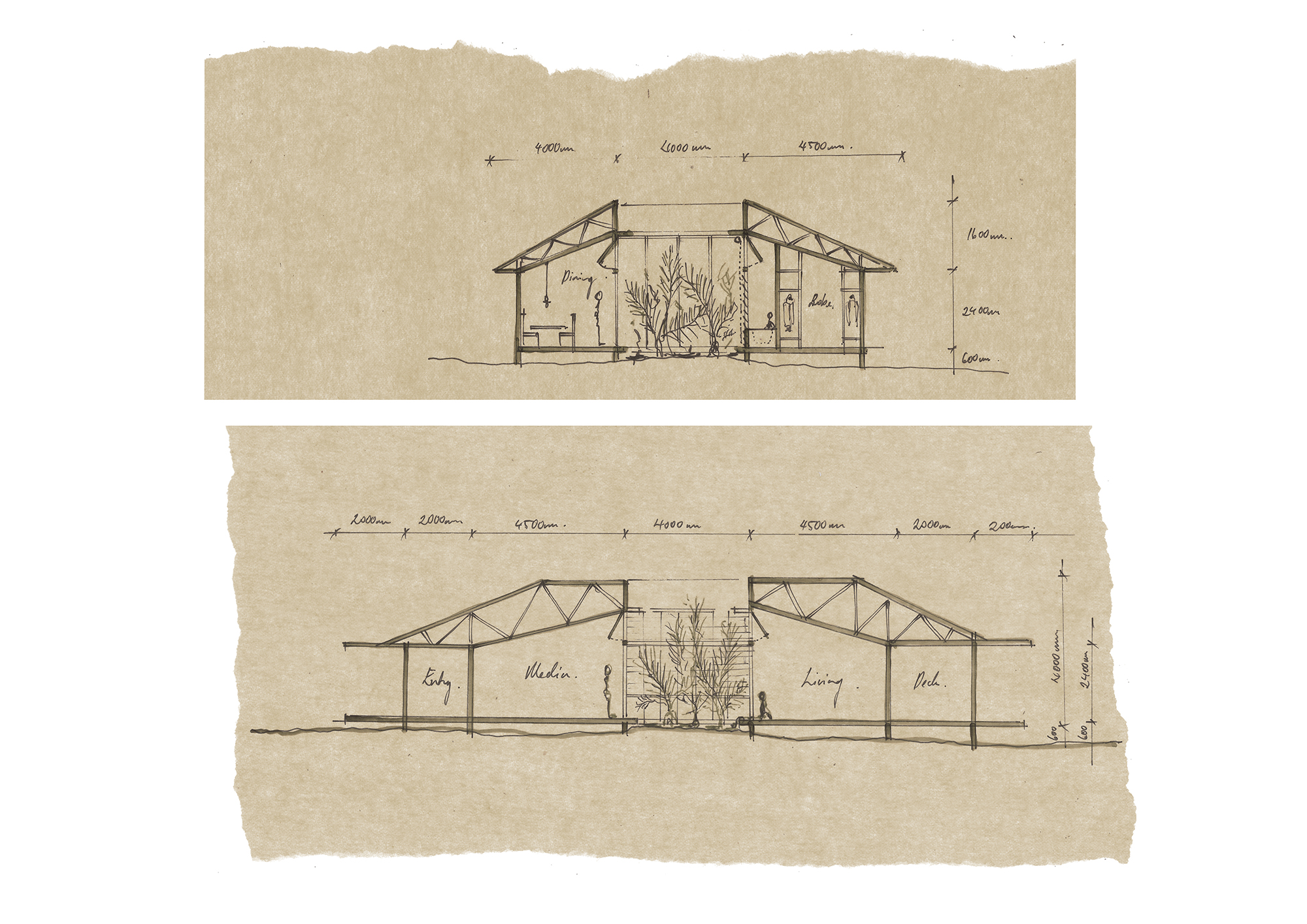 Architectural drawings of Brunswick Heads project by Tanev Muir, courtesy of Tanev Muir.