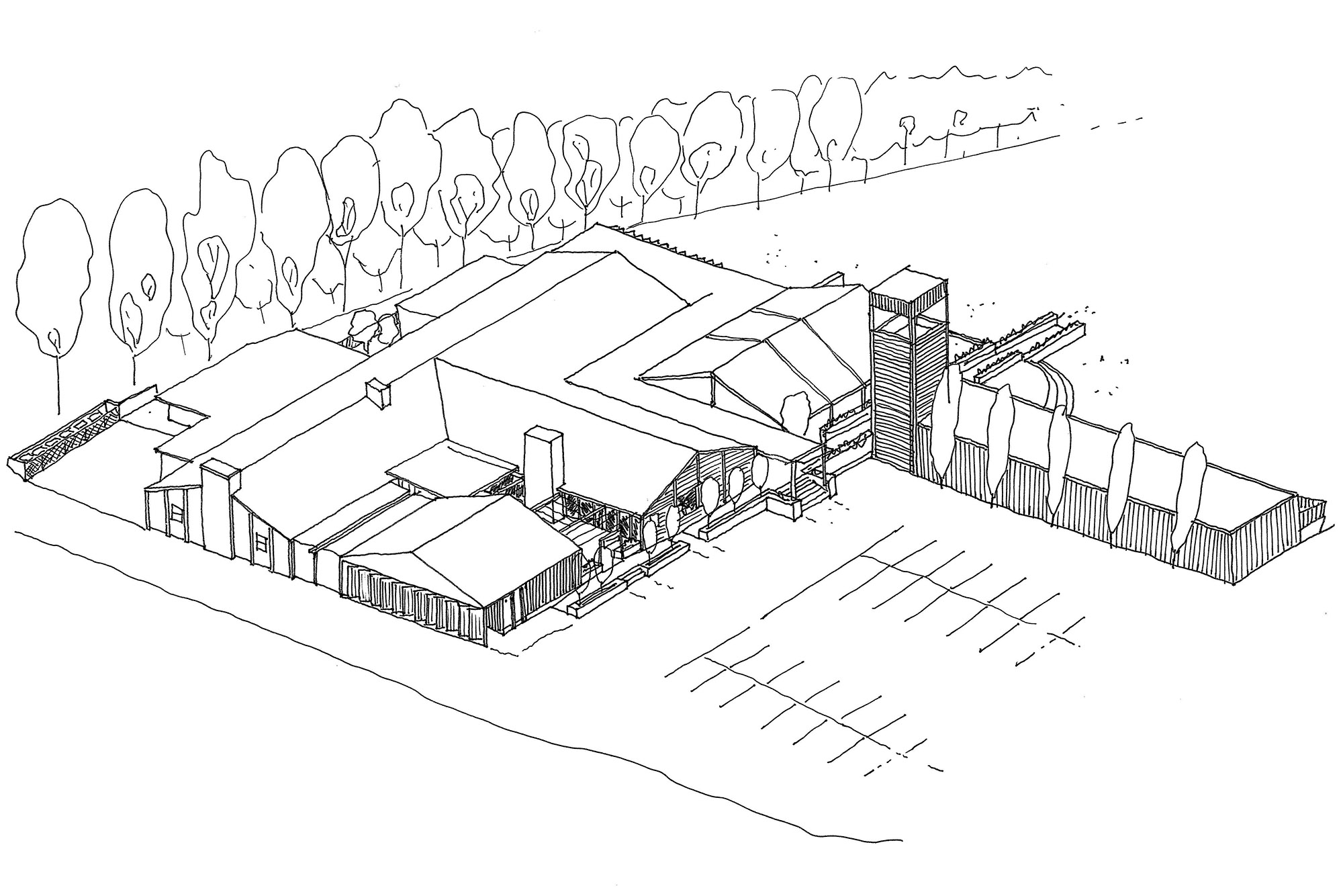 Kinross Woolshed sketch courtesy of Technē Architecture and Interior Design