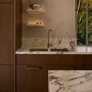 Artedomus Calacatta Viola Monet marble at Little Cove by Georgina Jeffries, Lillie Thompson